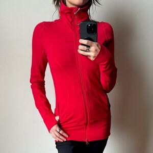 LULULEMON "In Stride" Tunnel-Neck Zip Jacket in Currant Red